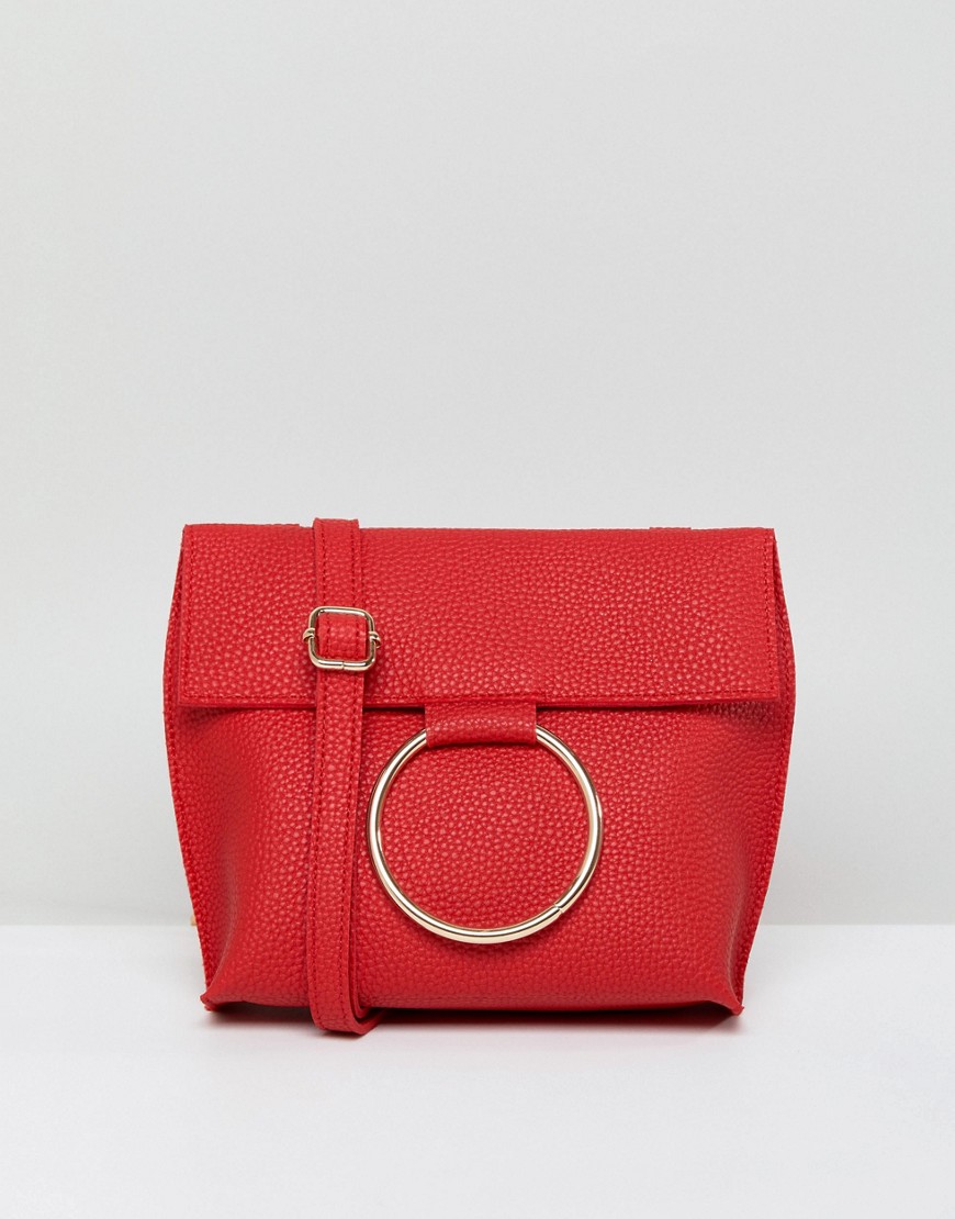 Qupid Buckle Ring Across Body Bag - Red
