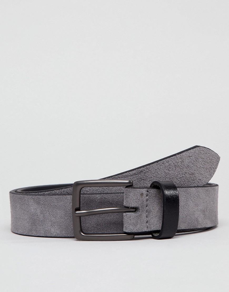 Peter Werth Grey Suede Belt With Contrast Keeper - Grey