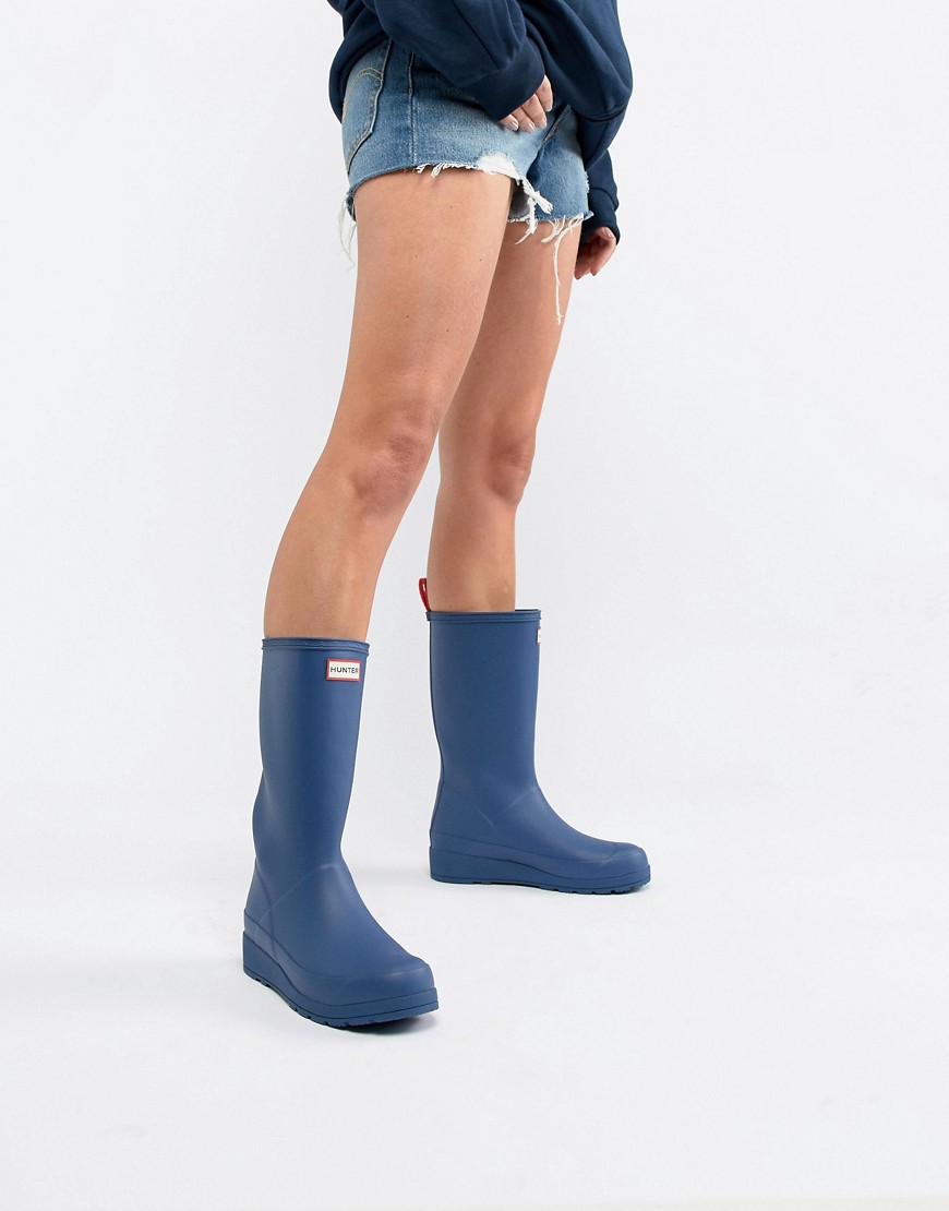 Hunter Original Blue Tall Wellington Boots | ModeSens