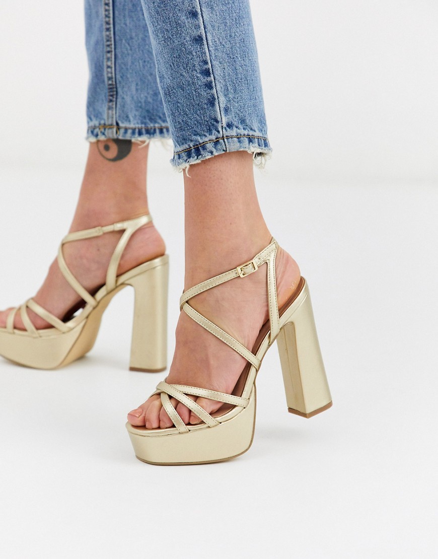 Girls White Leather-Look Cross Strap Block Heels | New Look