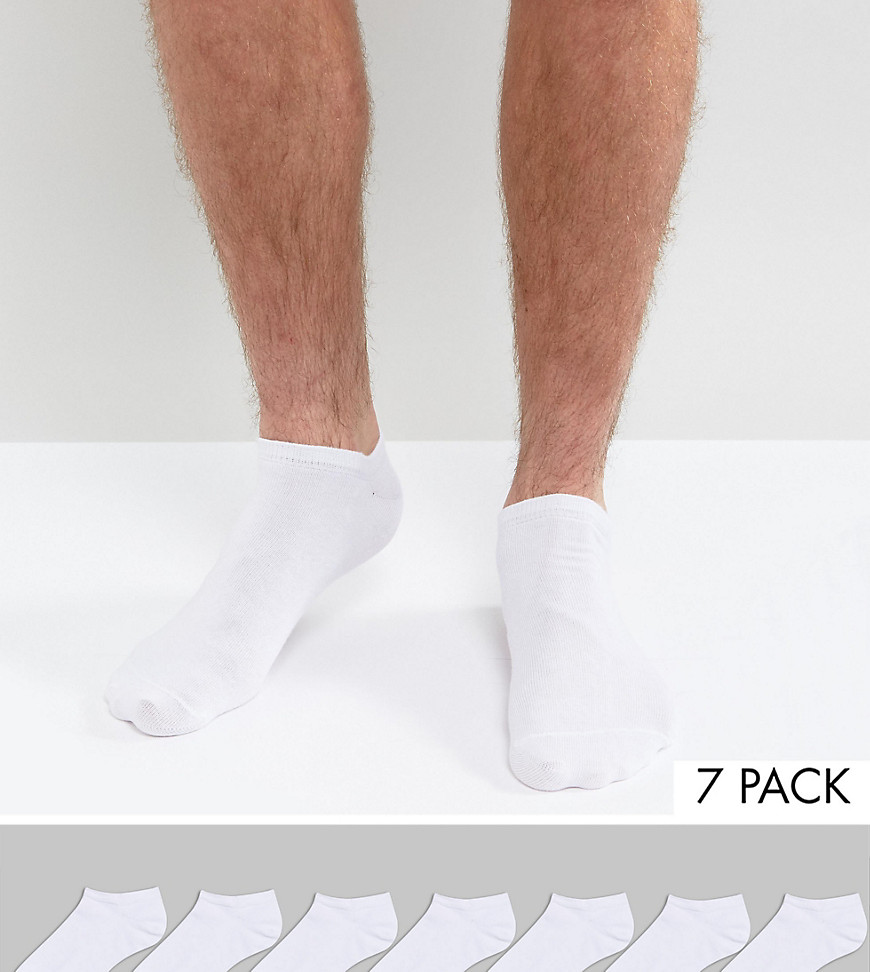 7 пар белых спортивных носков ASOS - СКИДКА - Белый 