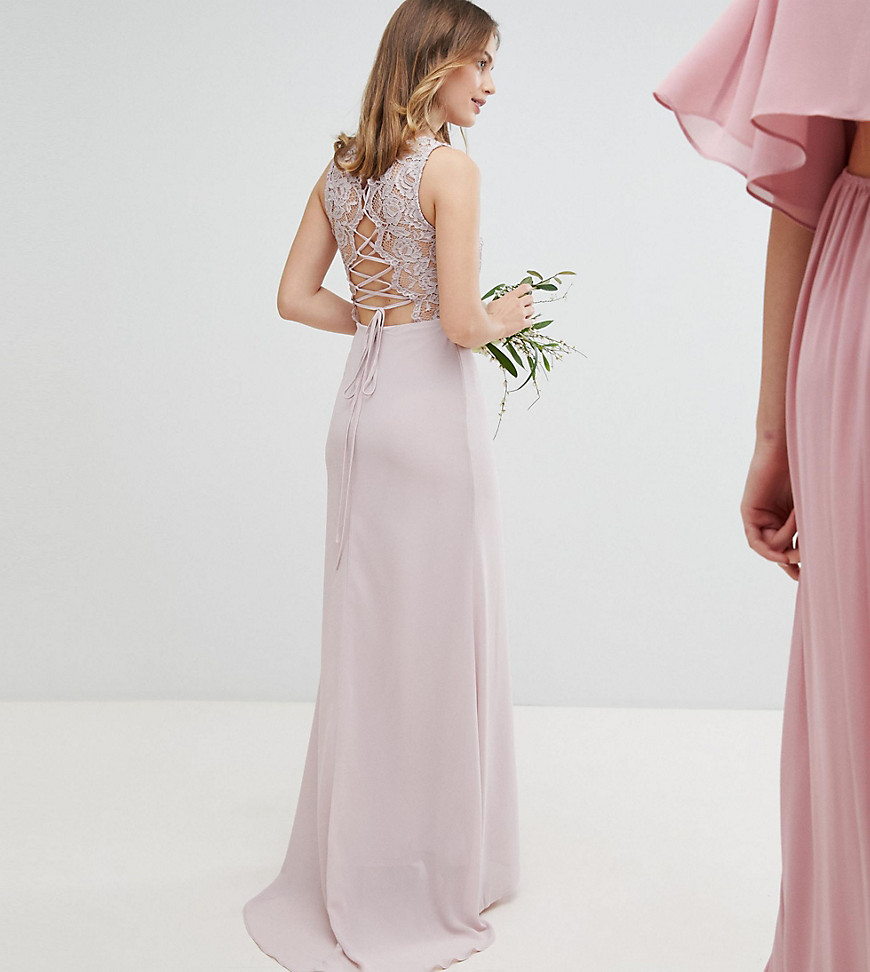 TFNC Petite Lace Up Back Maxi Bridesmaid Dress