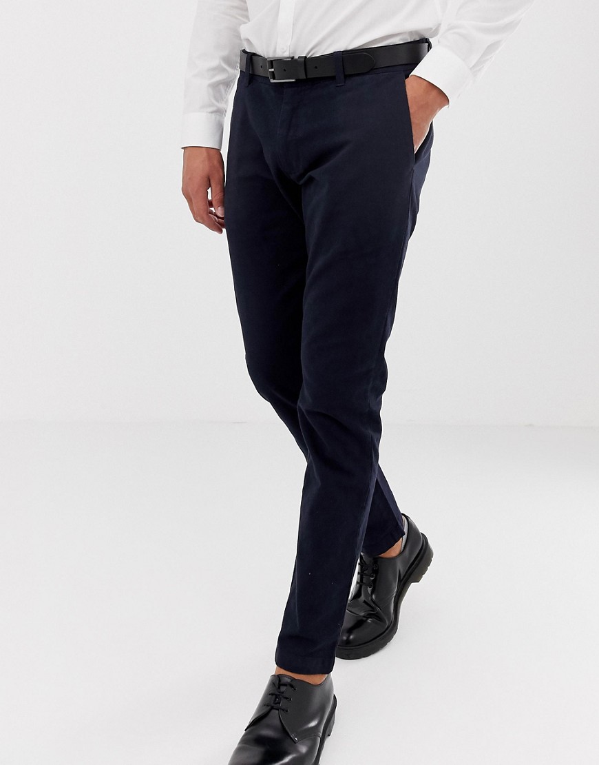 Esprit slim fit smart trousers in navy