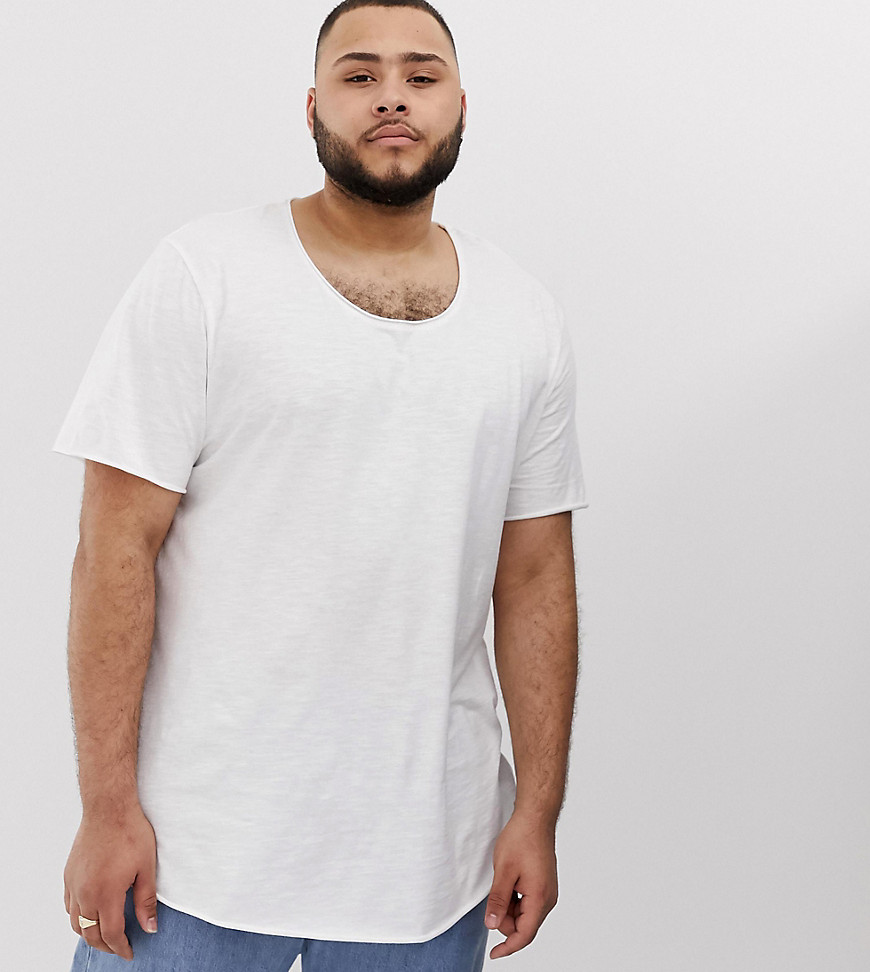 Jack & Jones Essentials longline t-shirt in white