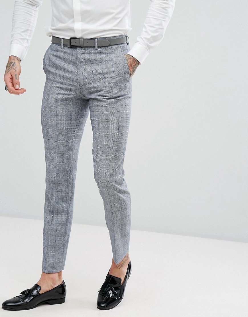 Rudie Twisted Check Skinny Fit Suit Trousers - Black