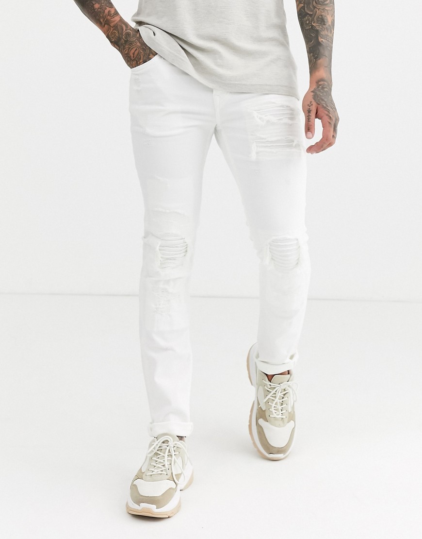 True Religion rocco ripped slim fit jeans in white