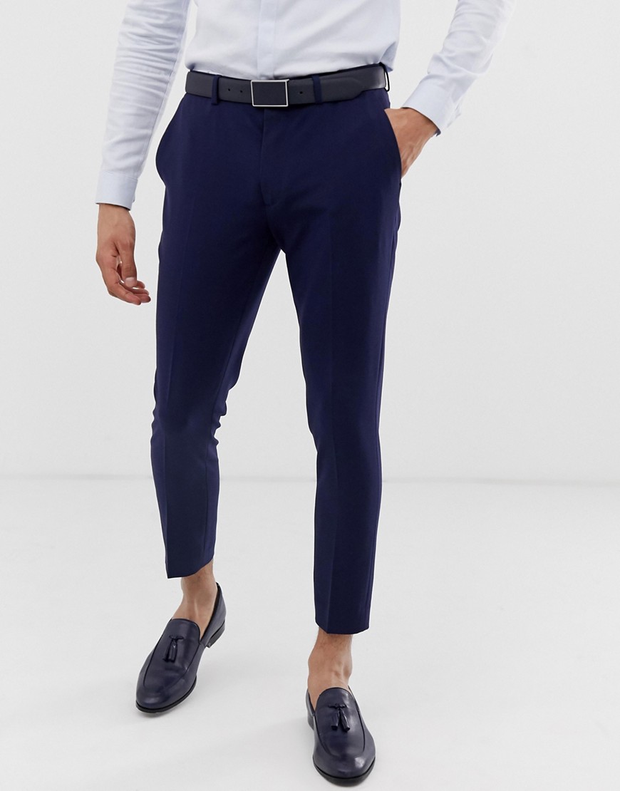 ASOS DESIGN super skinny cropped smart trousers in navy