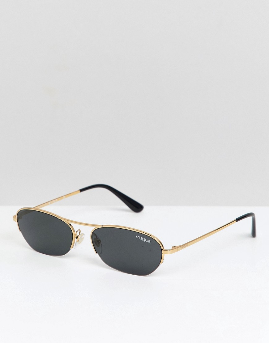Vogue X Gigi Oval Slim Frame Sunglasses - Black