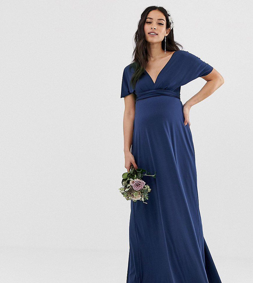 TFNC Maternity bridesmaid exclusive multiway maxi dress in navy