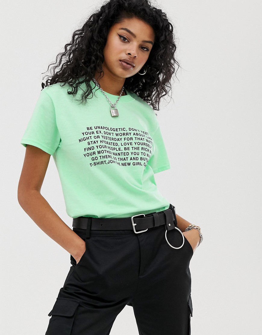 New Girl Order boyfriend t-shirt with manifesto graphic