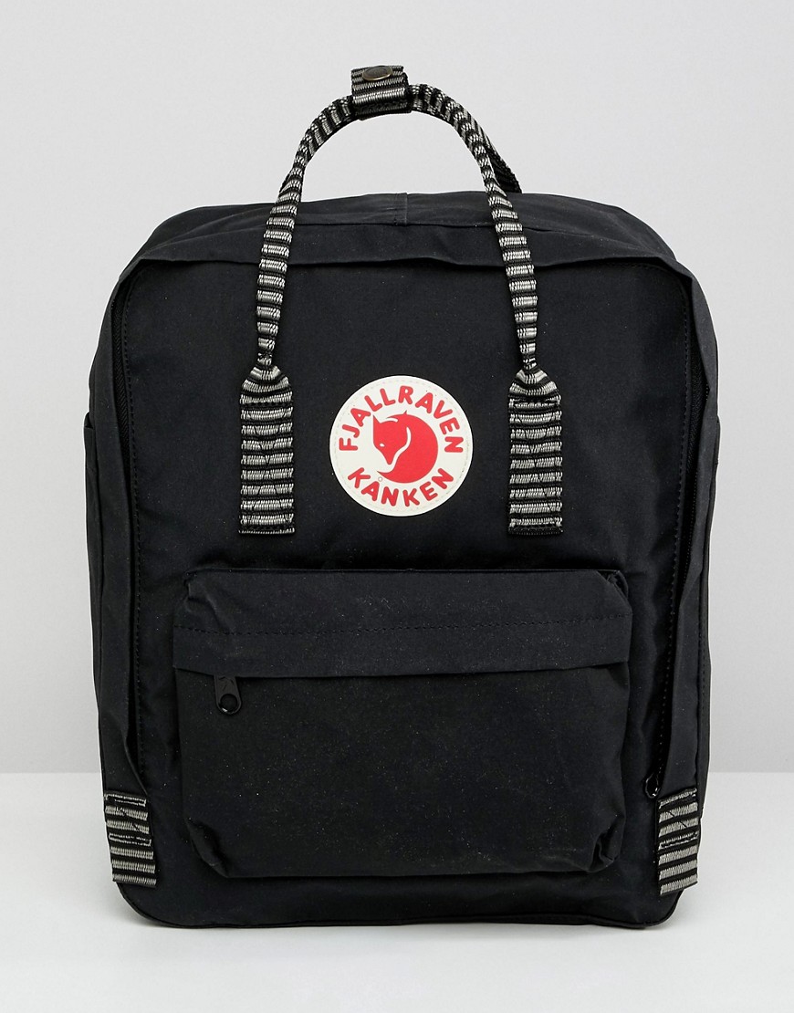 Fjallraven Kanken backpack in black with striped straps 16l