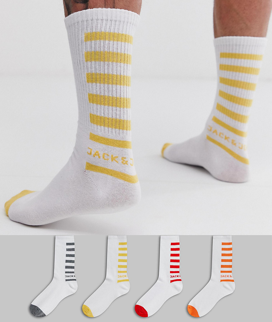 Jack & Jones 4 pack vertical stripe tennis socks