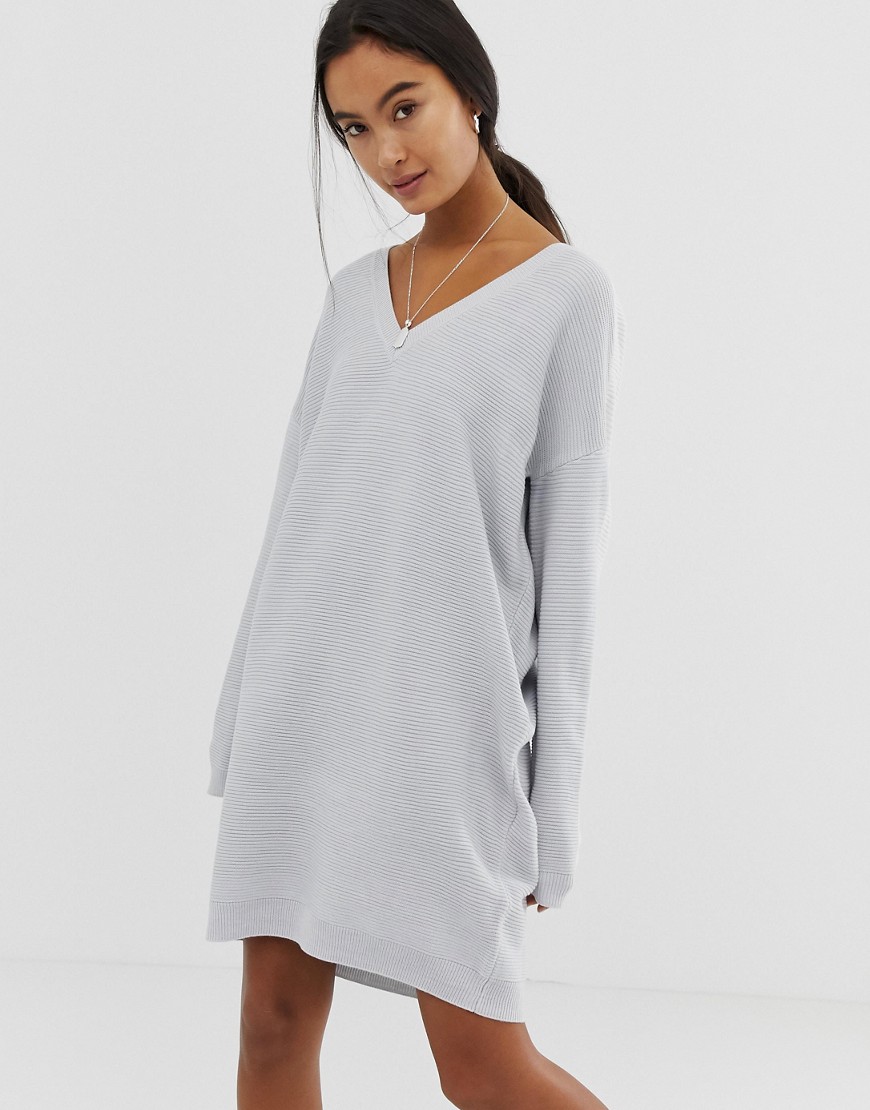 ASOS DESIGN knitted dress with v neck and tipping