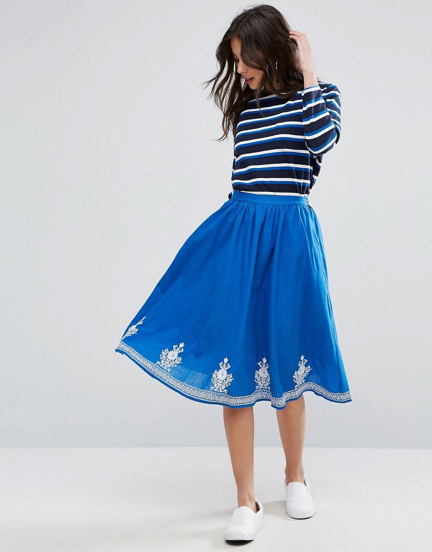 YMC Floral Embroidery Skirt - Blue