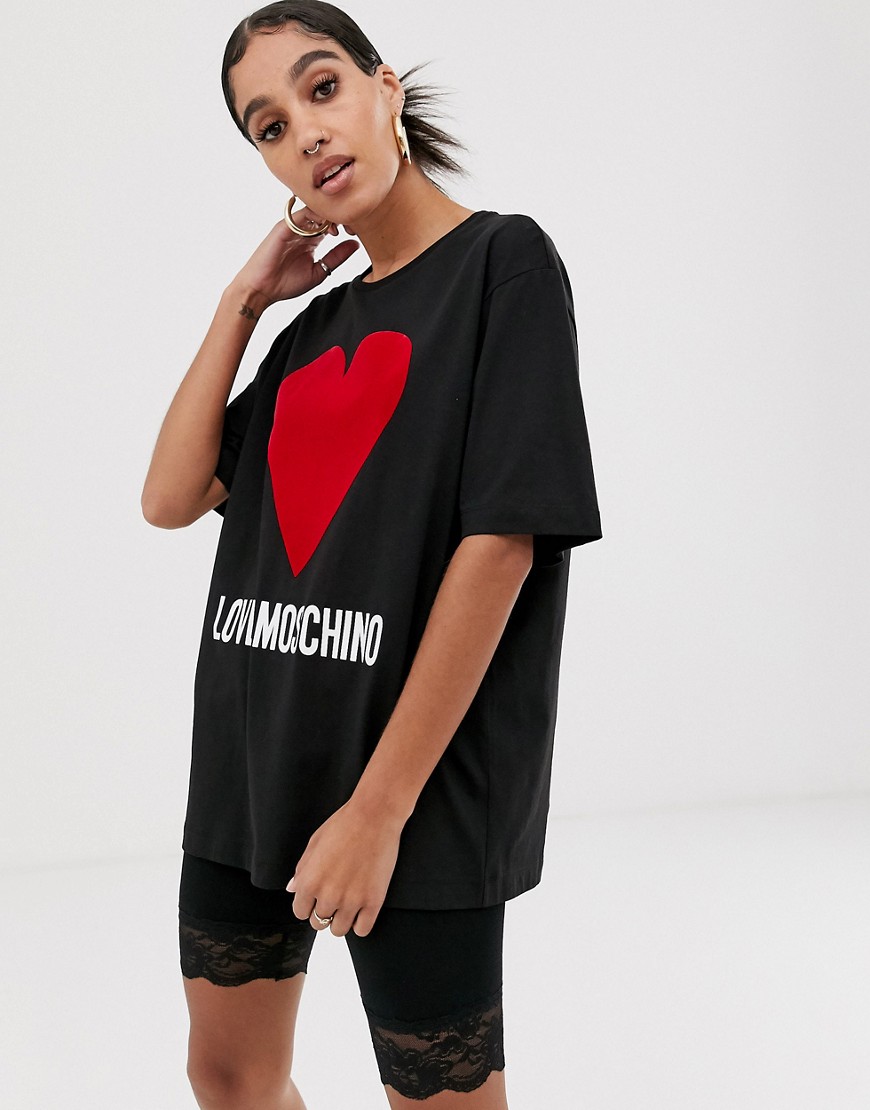 Love Moschino flocked heart logo t-shirt