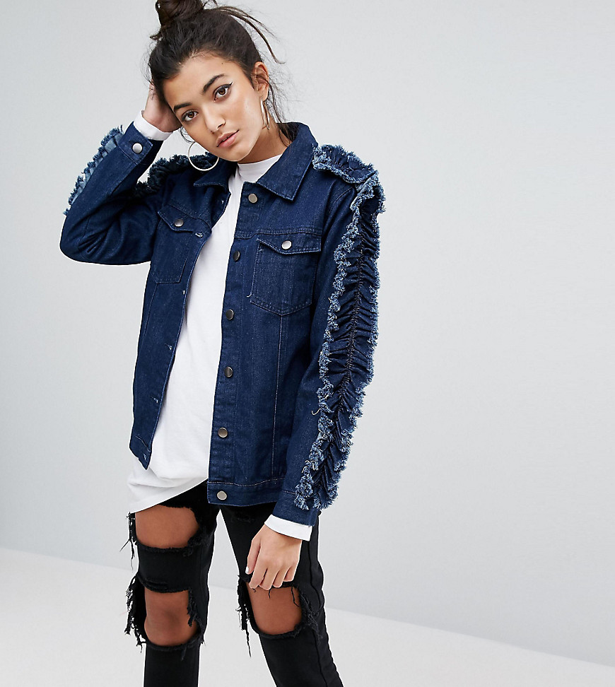 Mad But Magic Denim Jacket With Sleeve Frill - Blue