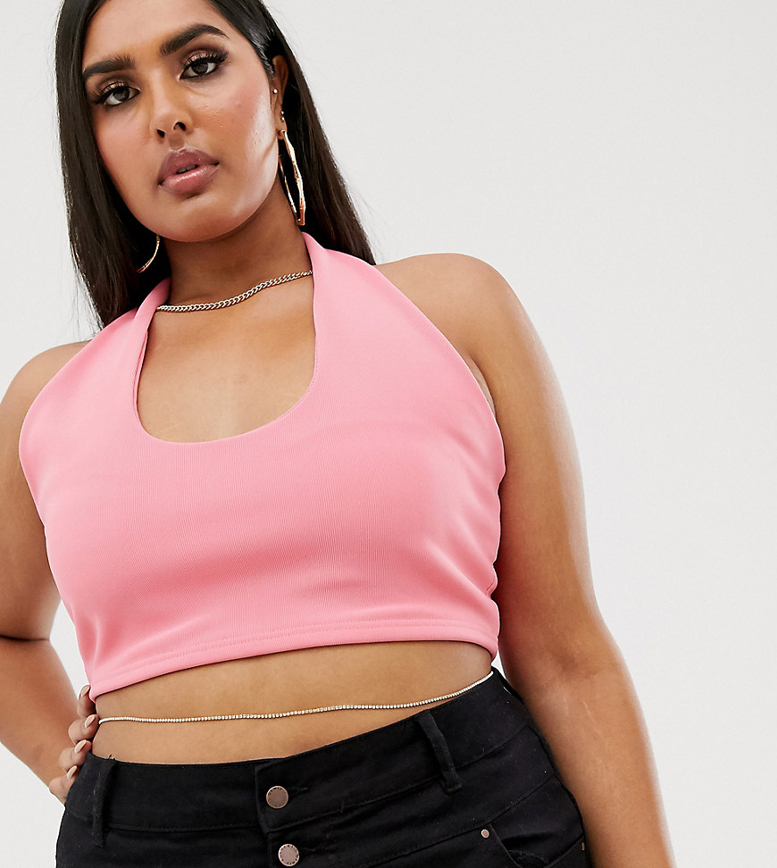 ASOS DESIGN Curve belly chain in fine crystal cupchain in gold tone