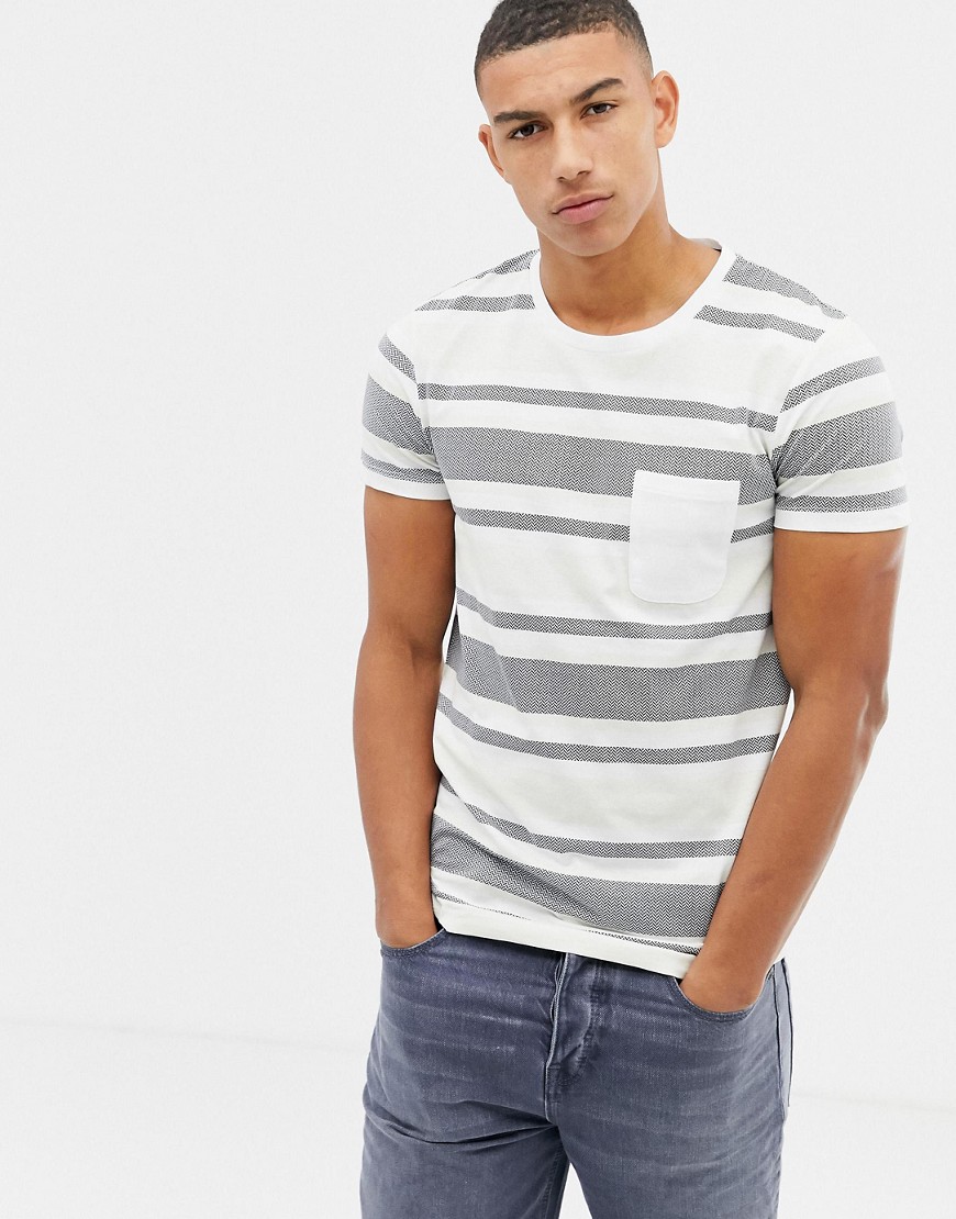 Tom Tailor 100% cotton t-shirt with block stripe print in white