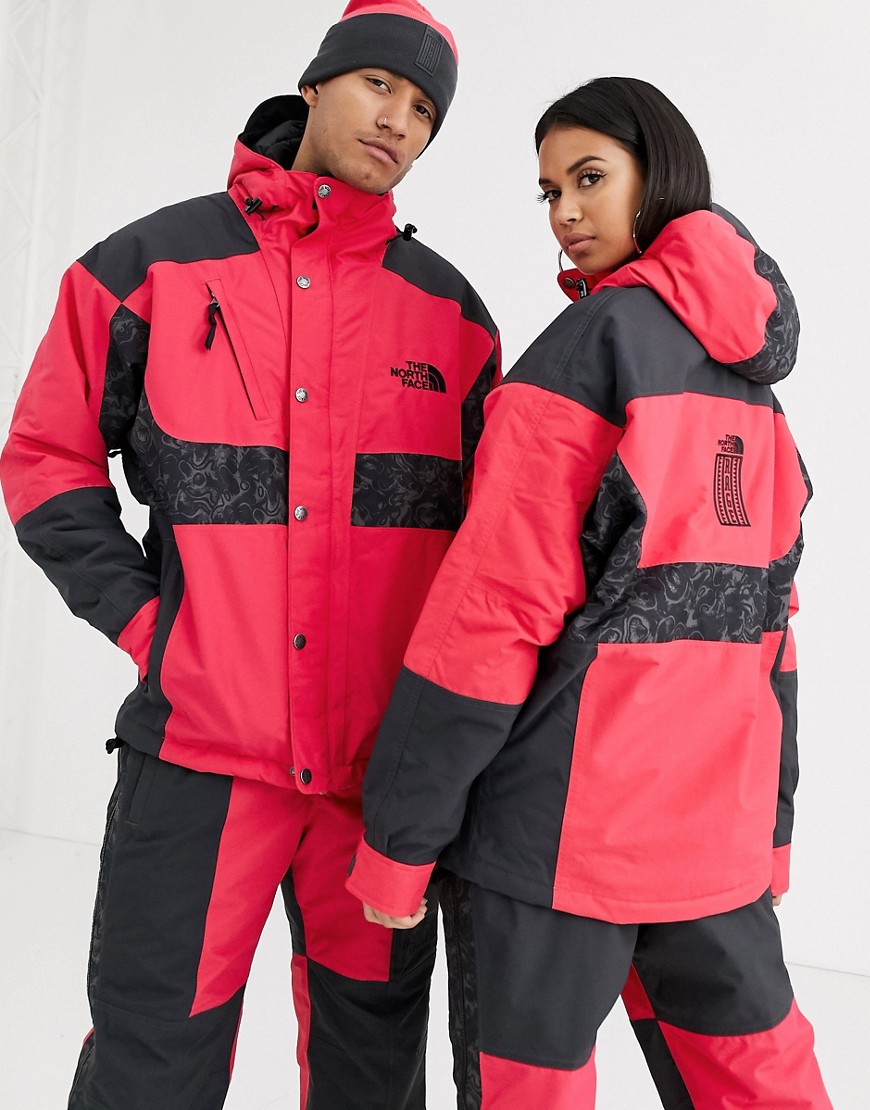 The North Face 94 Rage waterproof synth insulated jacket in rose red/grey rage print