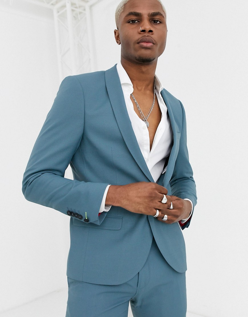 Twisted Tailor Hemmingway super skinny suit jacket in blue