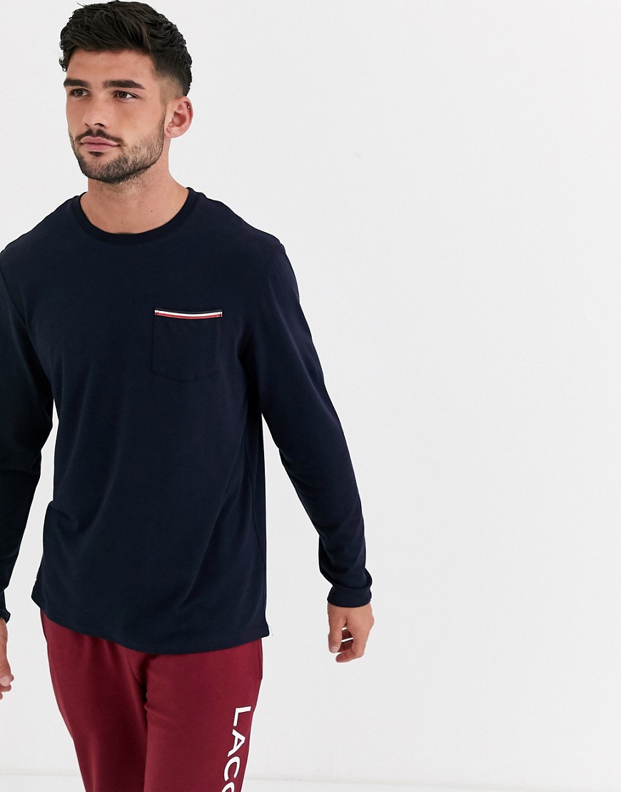 Lacoste Colours logo long sleeve t-shirt in navy