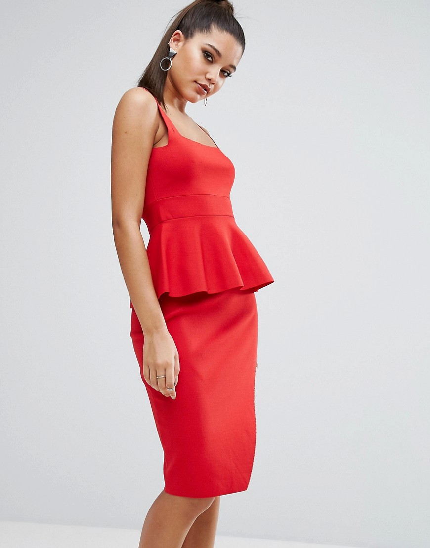 Kendall  Kylie Pointelle Peplum Top - Bright red