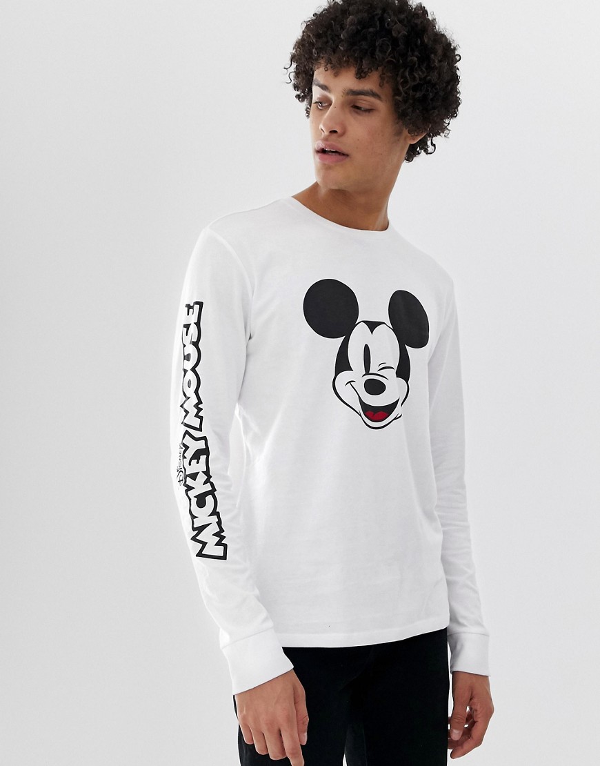 Levi's mickey mouse print long sleeve top in white