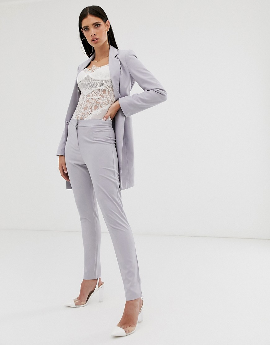 Parallel Lines tailored cigarette trouser coord in soft grey