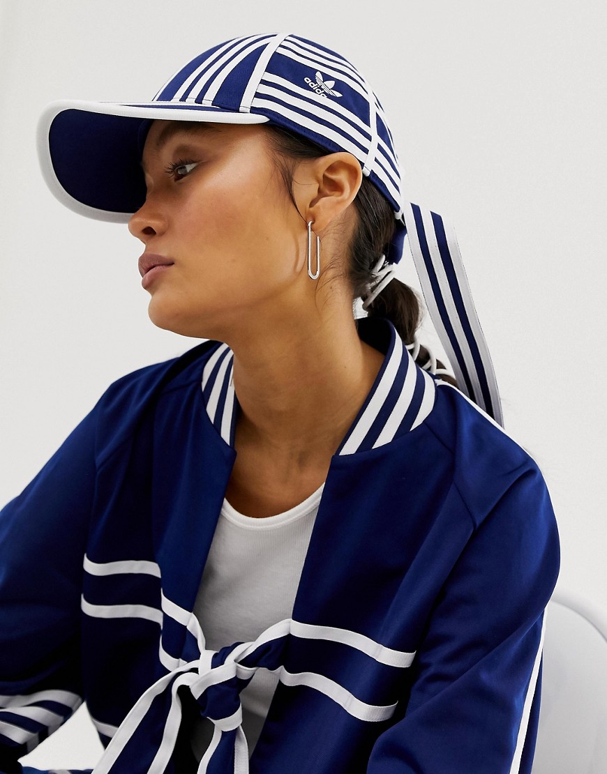 adidas Originals x Ji Won Choi tie back three stripe baseball cap in navy