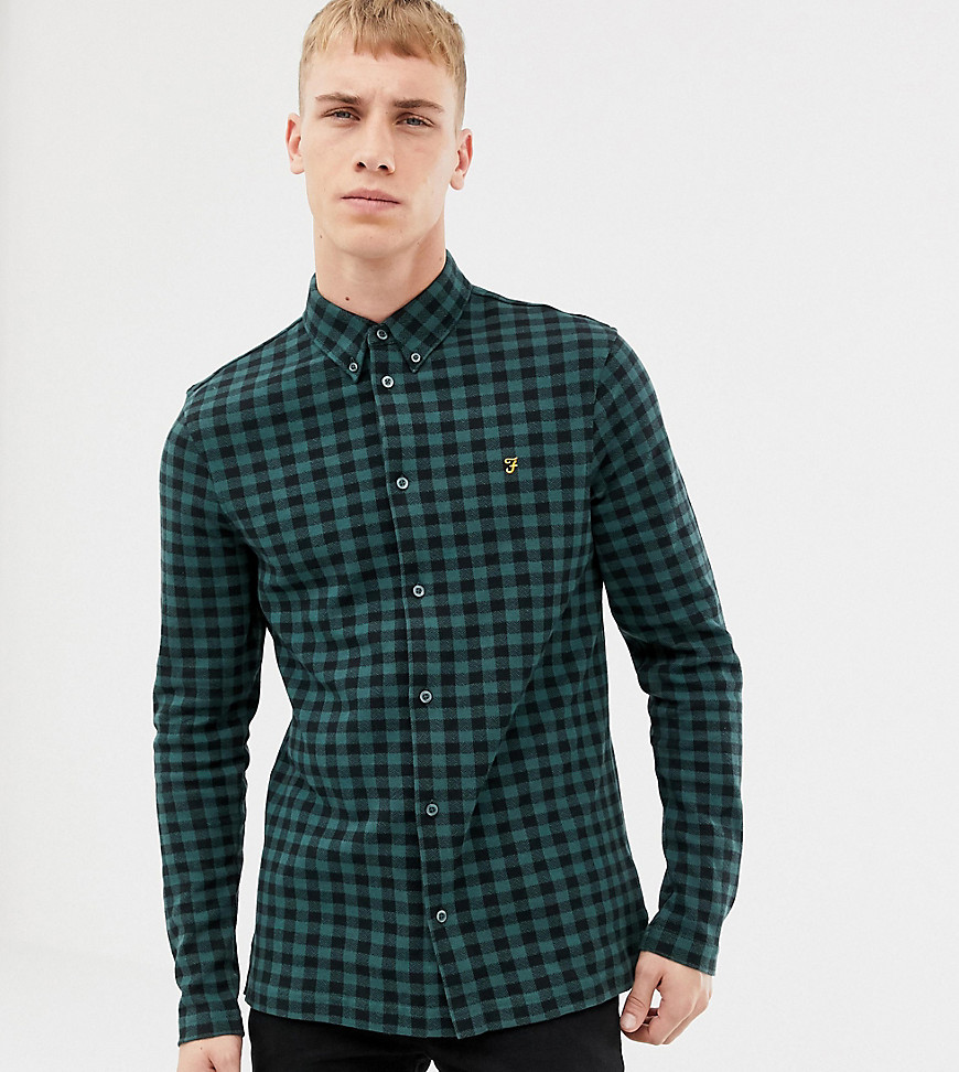 Farah Bobby slim fit checked brushed cotton shirt in green Exclusive at ASOS