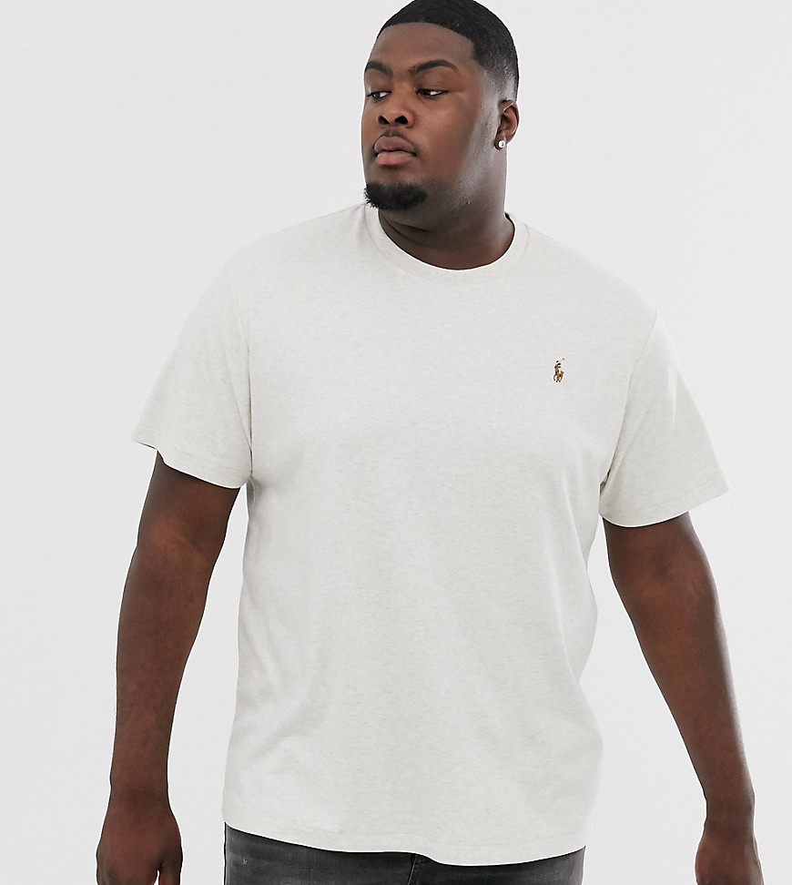 Polo Ralph Lauren Big & Tall multi icon logo t-shirt in beige marl