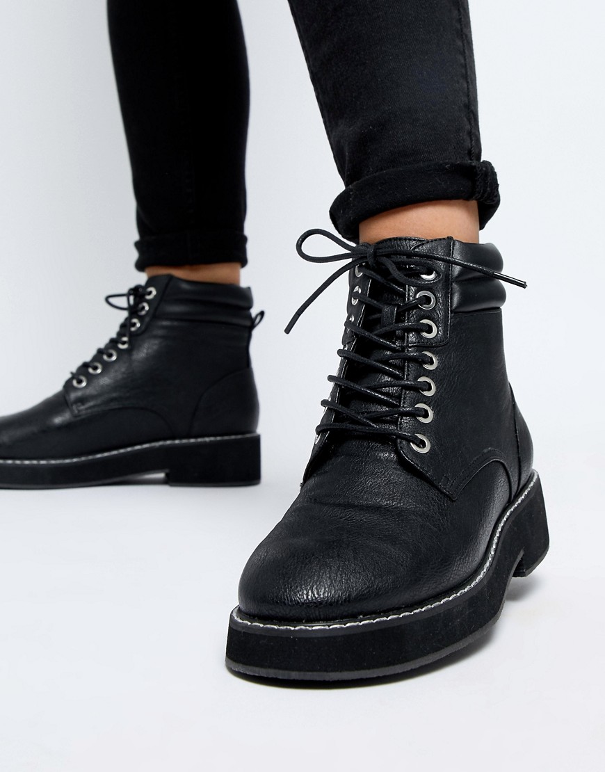 Asos Design Aim Lace Up Boots - Black