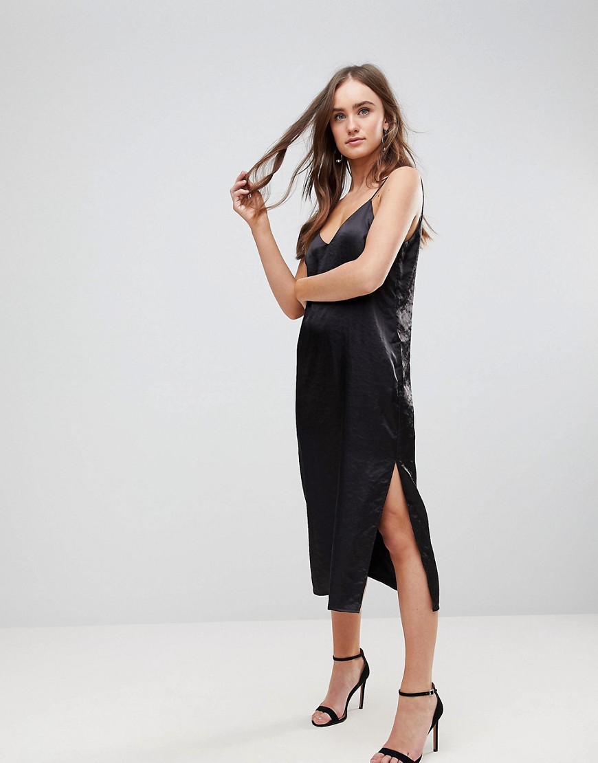 Finders Keepers Claude Midi Slip Dress - Black
