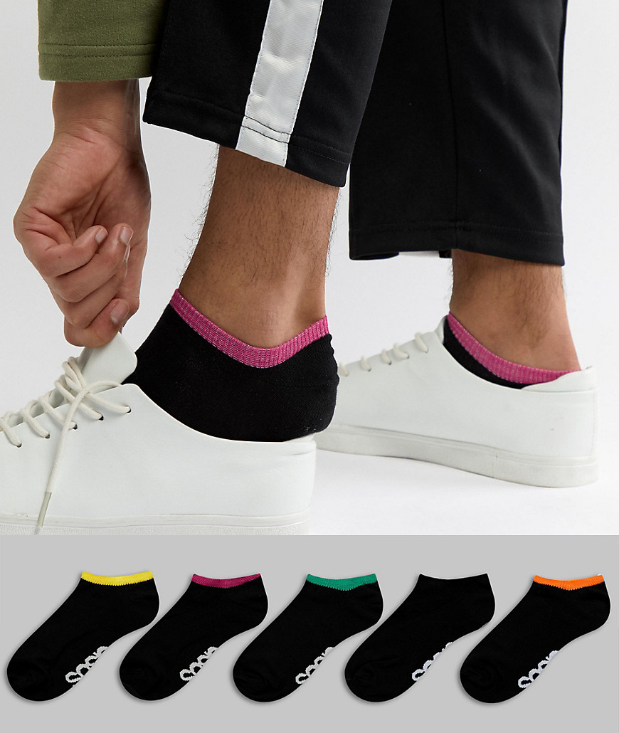 5 пар черных спортивных носков с контрастной отделкой и логотипом на п ASOS DESIGN 
