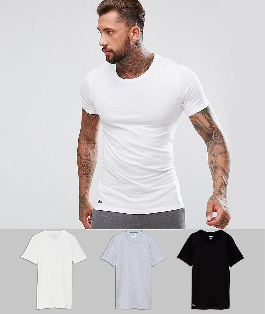 Lacoste t-shirts essentials 3 pack in slim fit with crew neck