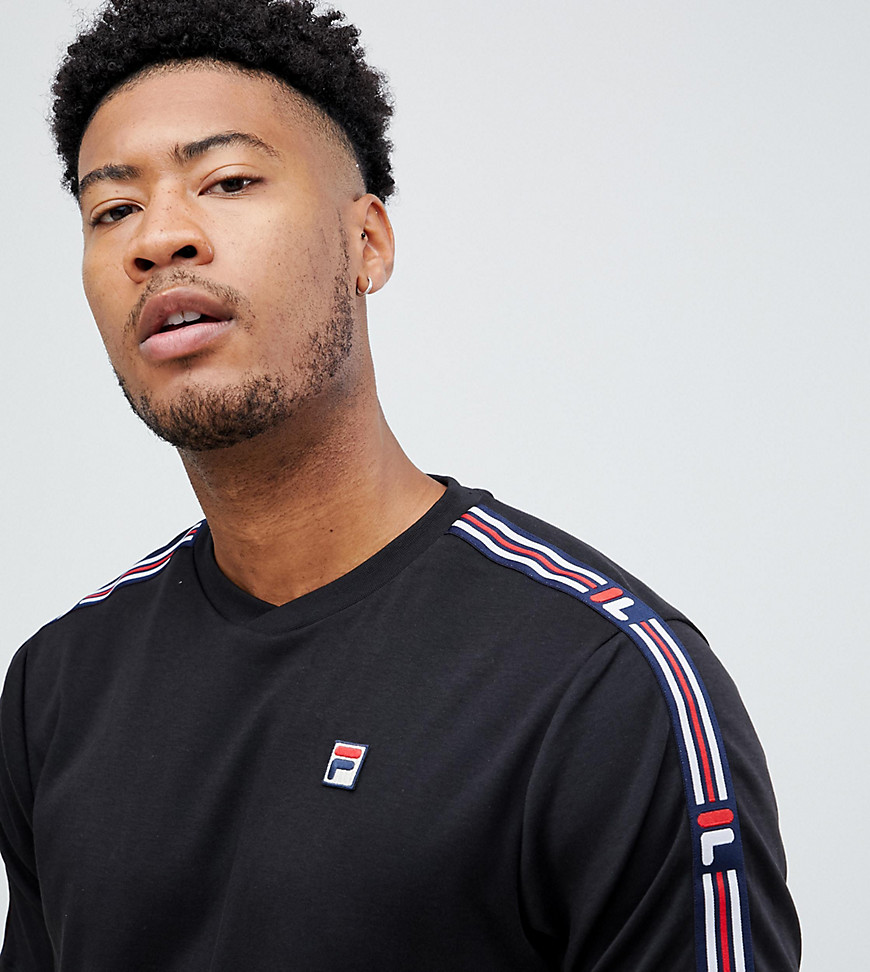 Fila White Line Heath T-Shirt With Taping In Black - Black