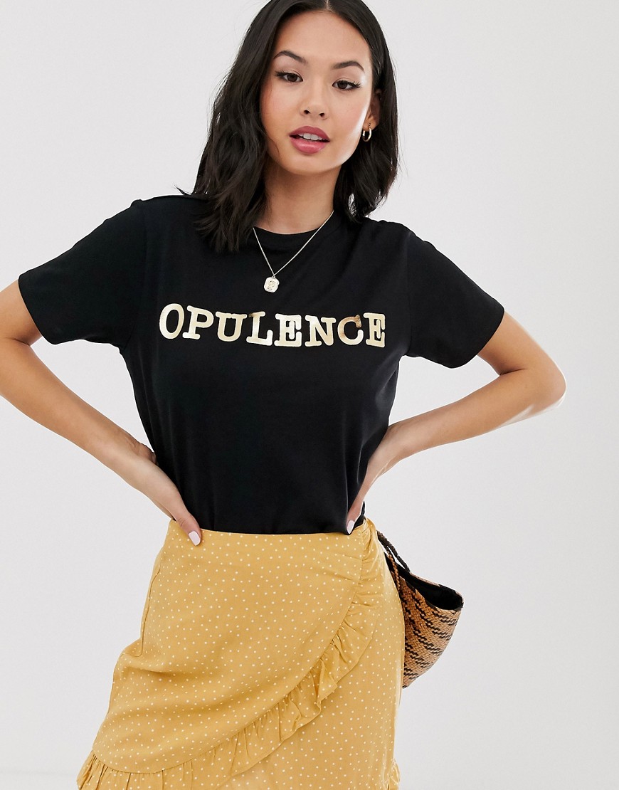 ASOS DESIGN t-shirt with opulence in foil print in organic cotton