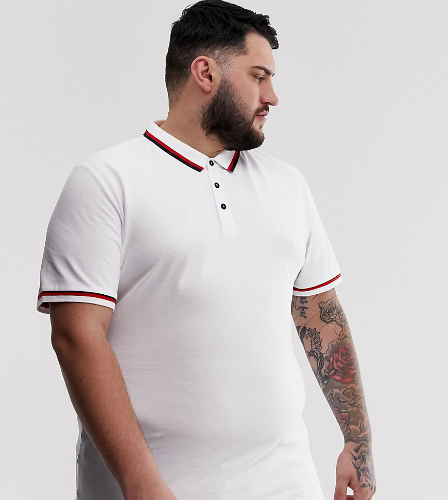 Only & Sons tipped collar polo in white