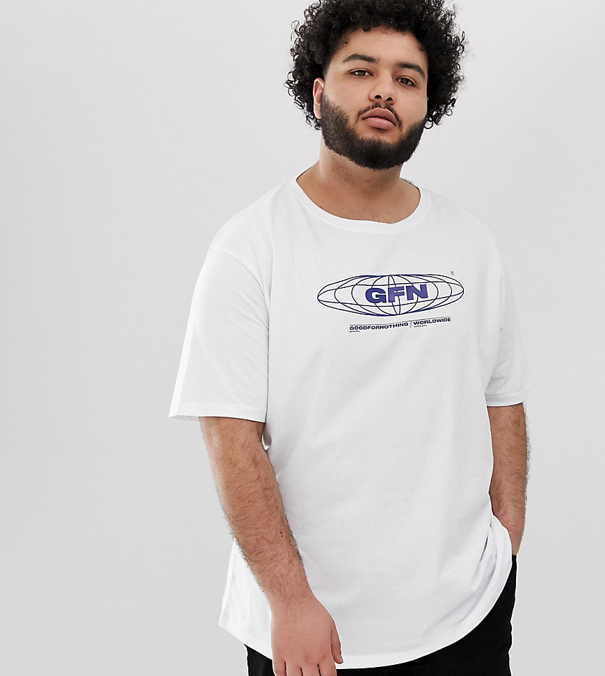 Good For Nothing oversized t-shirt in white with globe logo
