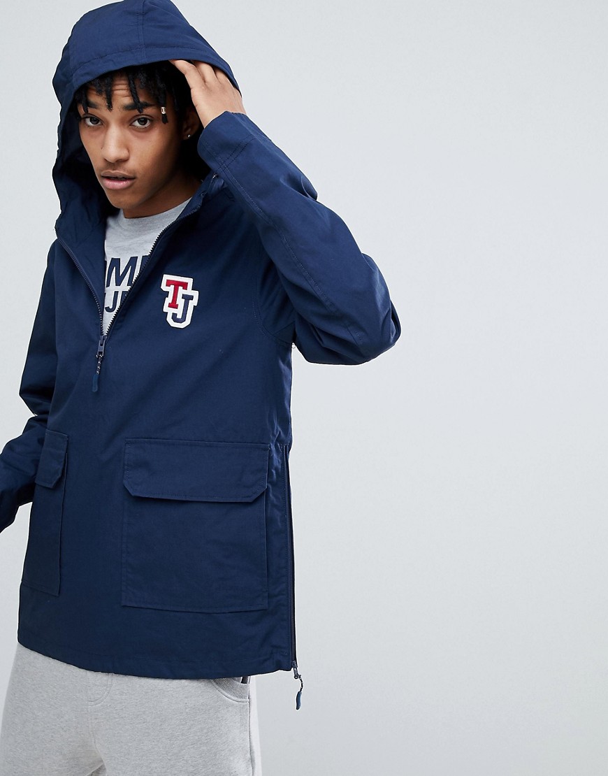 Tommy Jeans sleeve logo overhead hooded jacket in navy