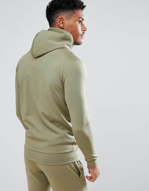 11 Degrees Track Zip Up Hoodie In Khaki