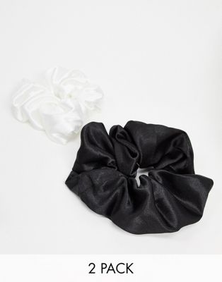 фото 2 атласные резинки для волос черного и белого цвета bershka-мульти