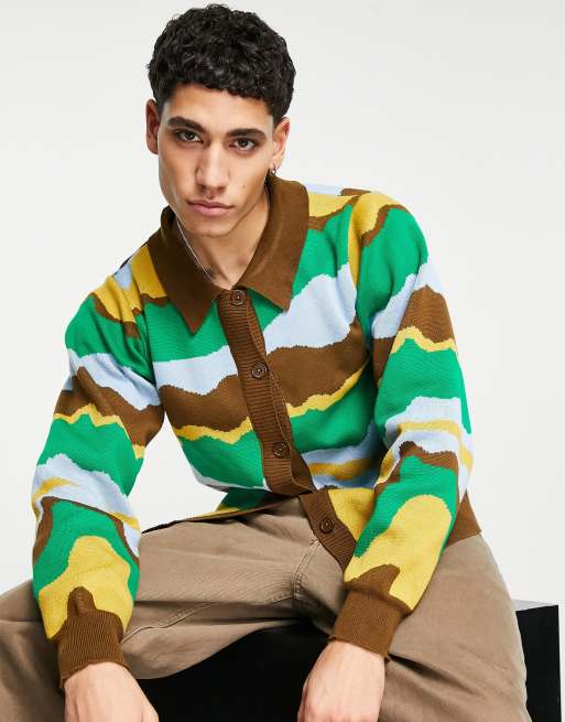 2-Minds - Cardigan in maglia ondulata marrone