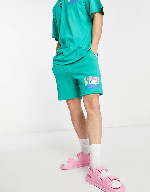 2-Minds jersey shorts in turquoise (part of a set)