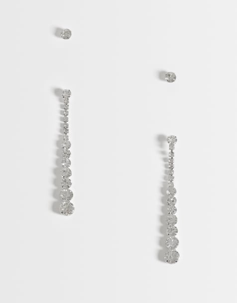 2-pack långa hängande örhängen i silver med stift - view 1