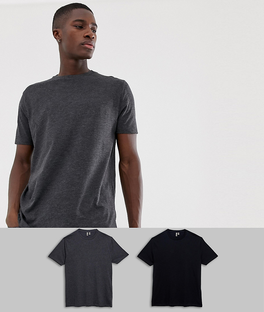 2-pakke afslappet T-shirt med rund hals fra ASOS DESIGN spar-Multifarvet
