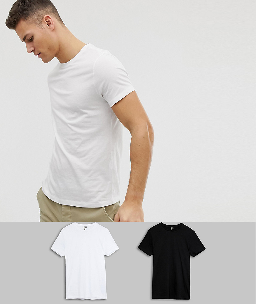 2-pakke økologisk T-shirt med rund hals fra ASOS DESIGN spar-Multifarvet