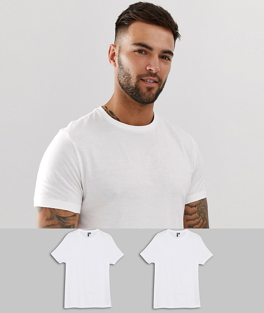 2-pakke økologisk T-shirt med rund hals fra ASOS DESIGN spar-Hvid