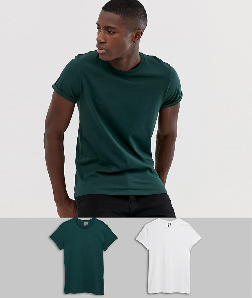 2-pakke T-shirt med opsmøgede ærmer fra ASOS DESIGN spar-Multi