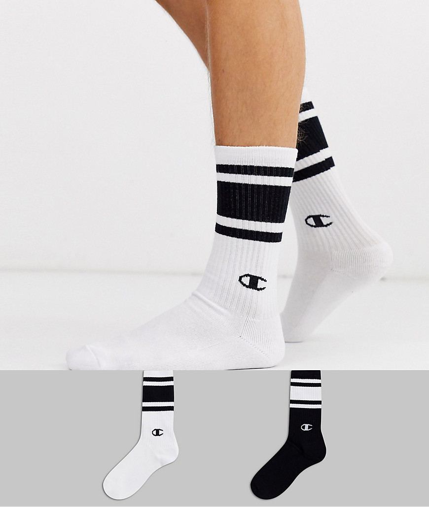 фото 2 пары носков черного/белого цвета с логотипом champion-мульти